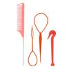 4pcs/set Loop Elastic Hair Bands French Braid Tool Mouse Tail Comb Pointed Tail Comb Hair Braiding Tool Four Piece Set