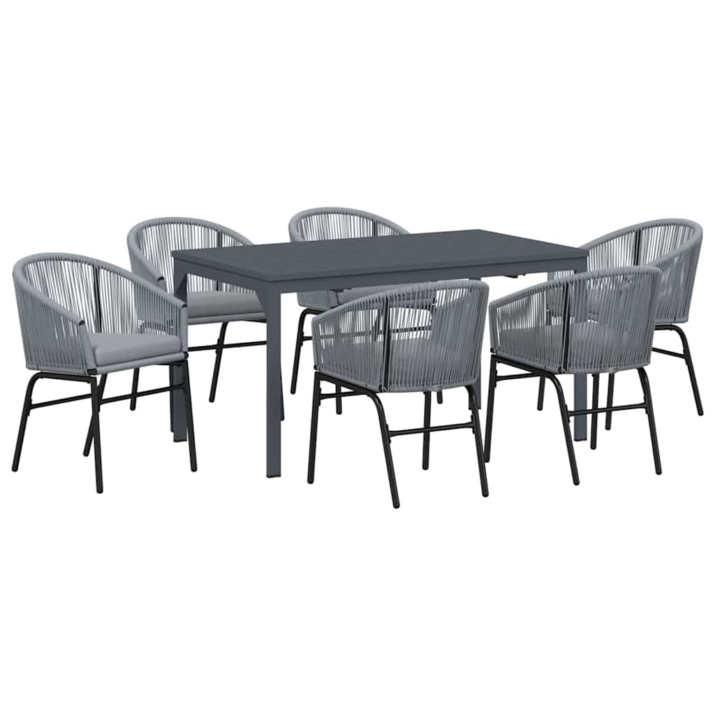 Garden Dining Set 7 pcs Grey Poly Rattan