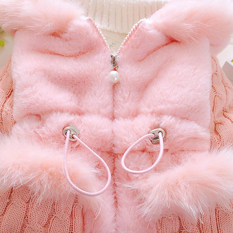 Plush Baby Jacket Thicken Warm Winter Jackets for Girls Sweater Coat Fashion Infant Hooded Outwear 1-4 Year Toddler Girl Clothes