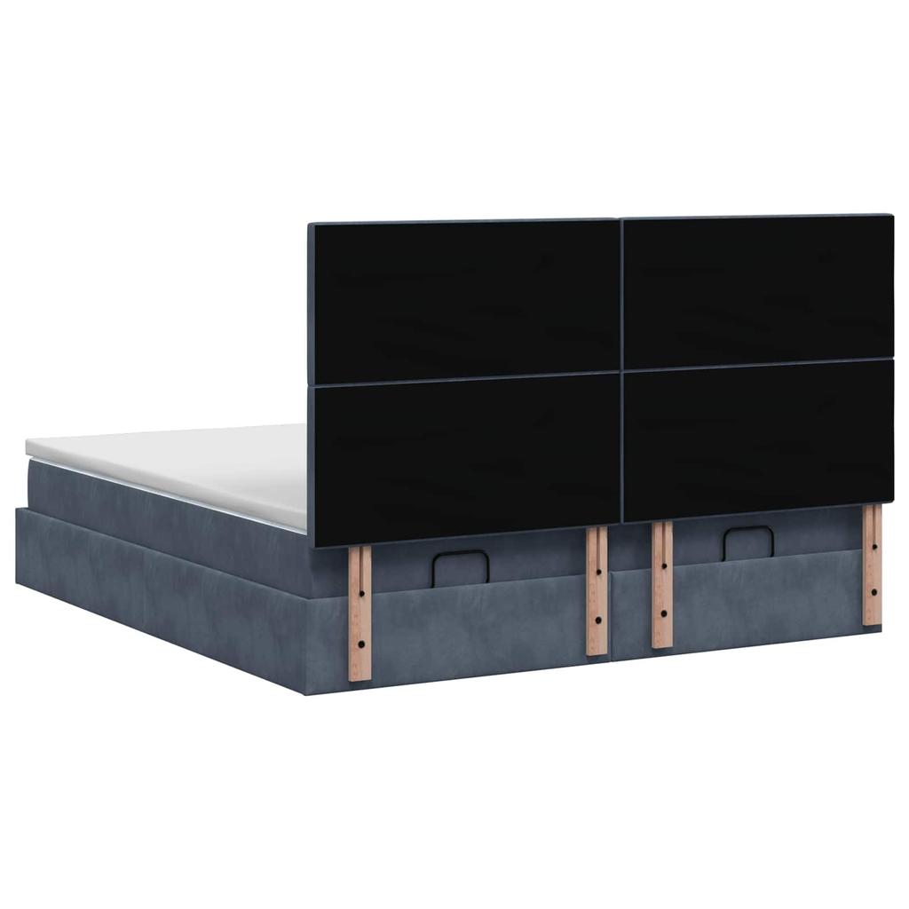Ottoman Bed with Mattress and LED Dark Gray 160 x 200 cm Velvet