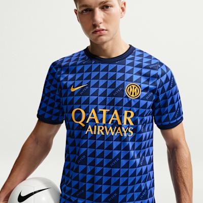 Nike Dri Fit Soccer Jerseys Men s Lyon Blue/Black/University Gold Crew M