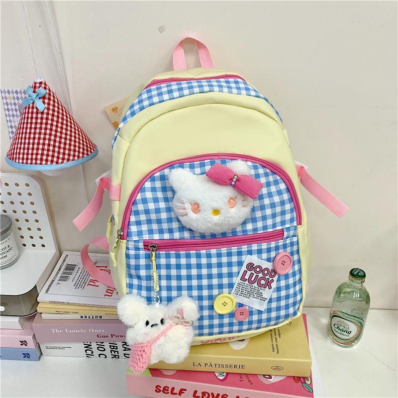 Girl Student Schoolbag Female Korean Version Ins Retro College Style Plaid Versatile Backpack Large Capacity Travel Backpack
