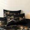 3Pcs Set Black Golden Flower Print Duvet Cover Set, For Adults Bedroom Dormitory And Hotel Supply(1 Duvet Cover + 2 Pillowcases)