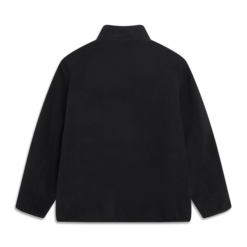 Li Ning Velvet Jackets Men's Black Stand Collar Thickened AWDV825-2