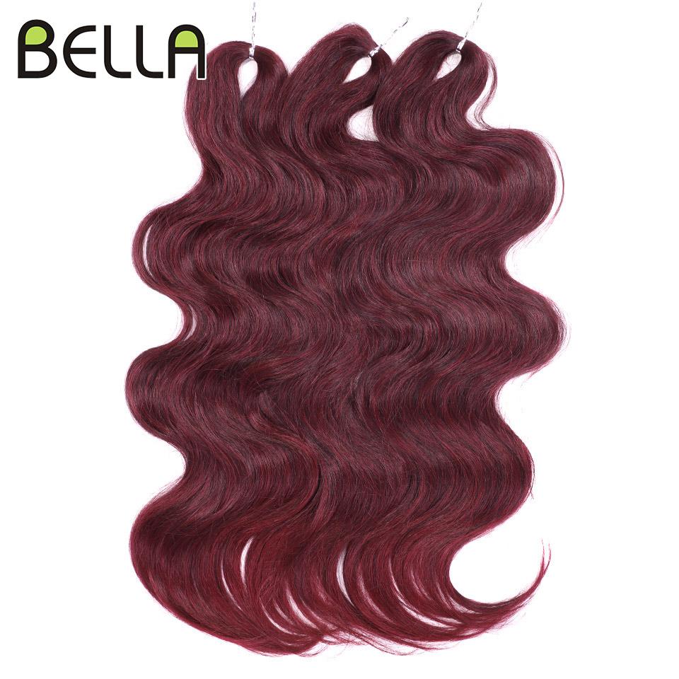 BELLA 24 Zoll Body Wave Häkelhaar 3 Stück Synthetisches Haar Zöpfe Kunsthaar Ombre Blond Braun Natürliche Flecht-Haarverlängerungen