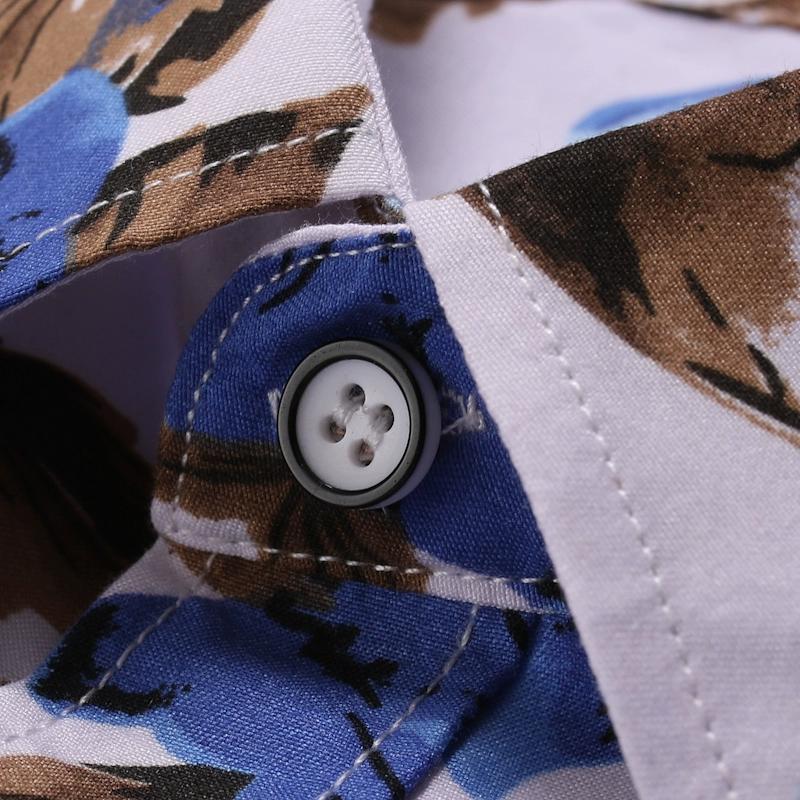 Letní košile Pánská móda Květinový potisk Havajská košile s krátkým rukávem Mužské ležérní květinové Slim Fit plážové košile
