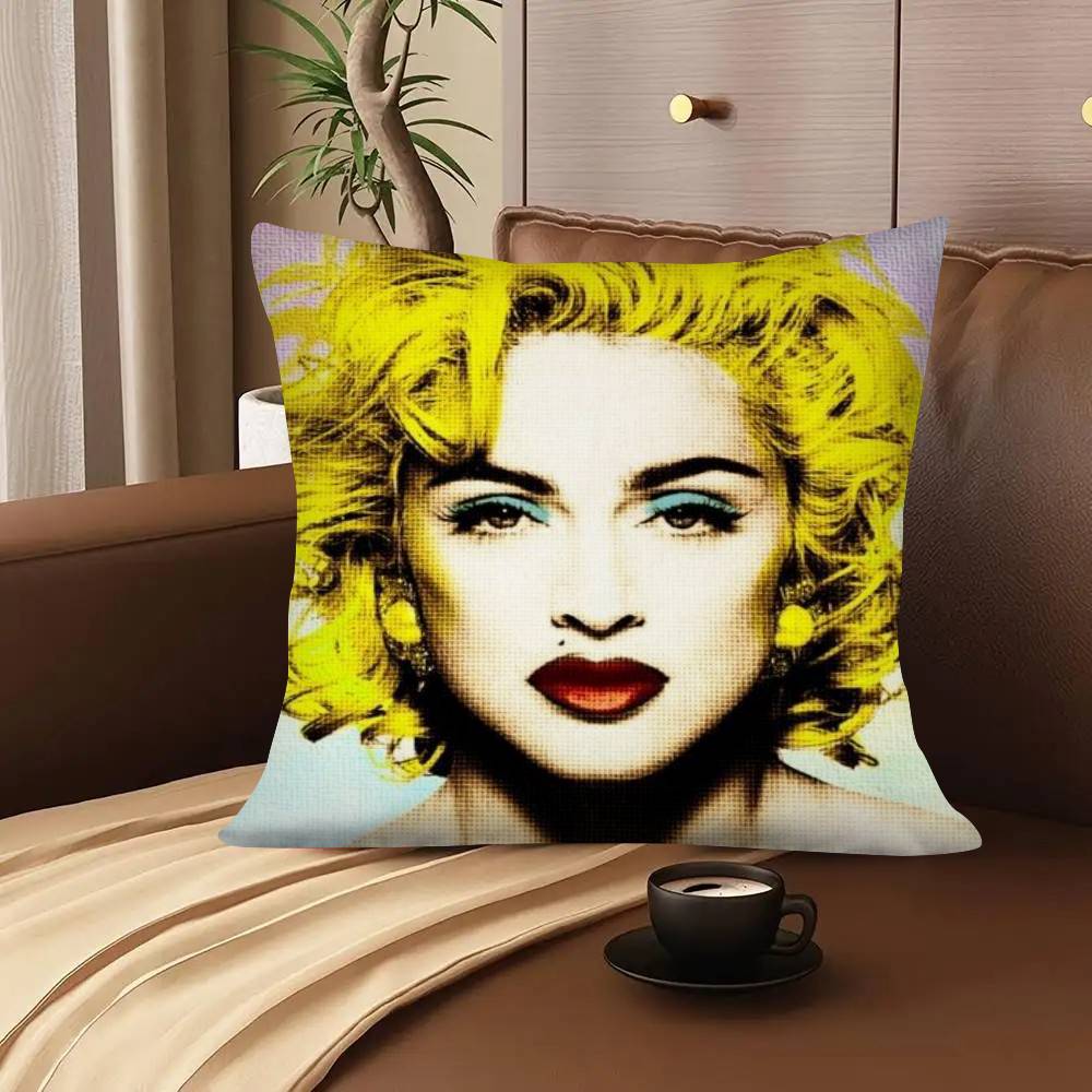 1Pc American Female Singer M-Madonna Pillow Case Fashion Square Pillowcase Bedroom Sofa Room Ins Decoration Leisure