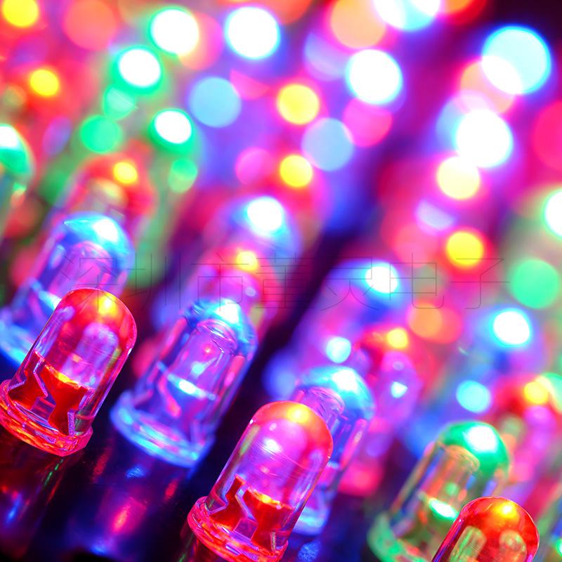 3mm & 5mm Multicolor LED Diode Pack: Red, Green, Yellow, Blue, White - Straight Plug Lamp Beads Components.