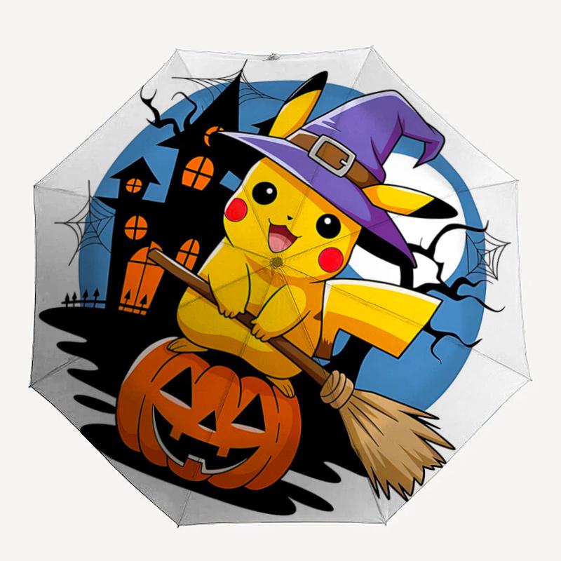 1pc Halloween Pikachu Witch Hat Automatic Opening/Closing Umbrella with 8 Ribs, Outdoor Umbrella for Fans, Travelers, Daily Use, Festival Gift.F047