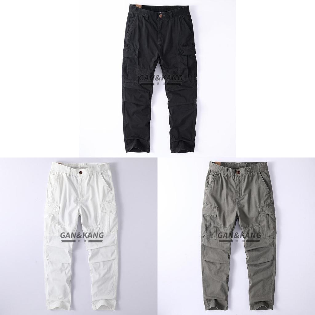 Pantaloni da Lavoro Vintage da Uomo Pantaloni Cargo in Cotone con Tasche Multiple per Uso Casual