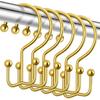 CHICTIE Gold Shower Curtain Hooks, Double Shower Curtain Rings, Stainless Steel Shower Curtain Hooks Rings Rust Proof, Anti-Drop Shower Hooks Hangers