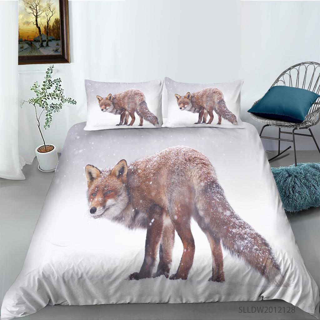 Quilt Cover, Pillowcase Two Or Three-Piece Set, Polyester Fox 3D Digital Printing