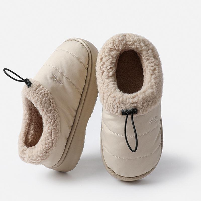 Fashion Crestar Women Fur Cotton Shoes Fashion Outdoor Waterproof Down Men Cotton Slippers Winter Indoor Warm Non-slip House Fluffy Shoe