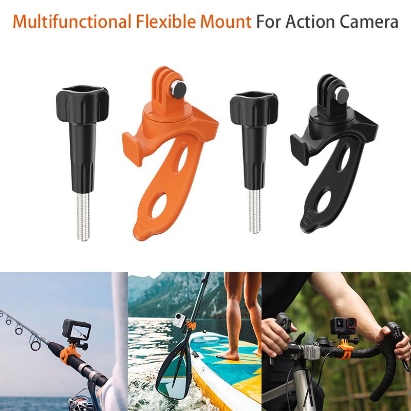 Flexible Silicone Mount for DJI Pocket 3/Osmo Action 5 Pro/4/3/Insta360 Ace Pro 13 - Adjustable Strap Bracket with Secure Clamp,