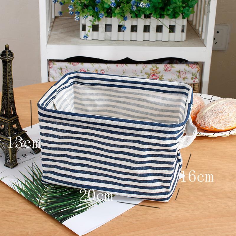 Simple Style Rectangular Desktop Storage Box Grid Stripe Printing Pattern Storage Box With Handle Waterproof Fabric Storage Box