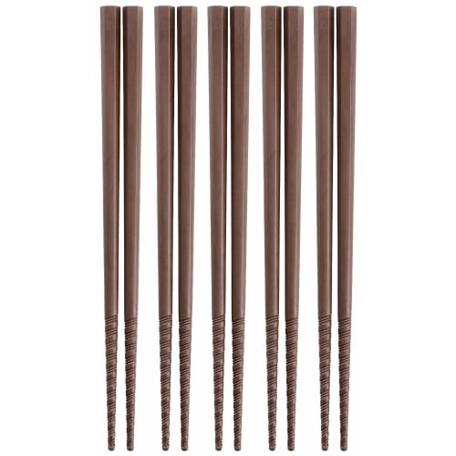 Akebono Sangyo Tornado Chopsticks, Brown, 18cm, Set of 5, Made in Japan, PM-104