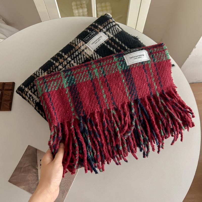 New atmosphere scarf women's winter warm soft imitation cashmere plaid shawl college style scarf