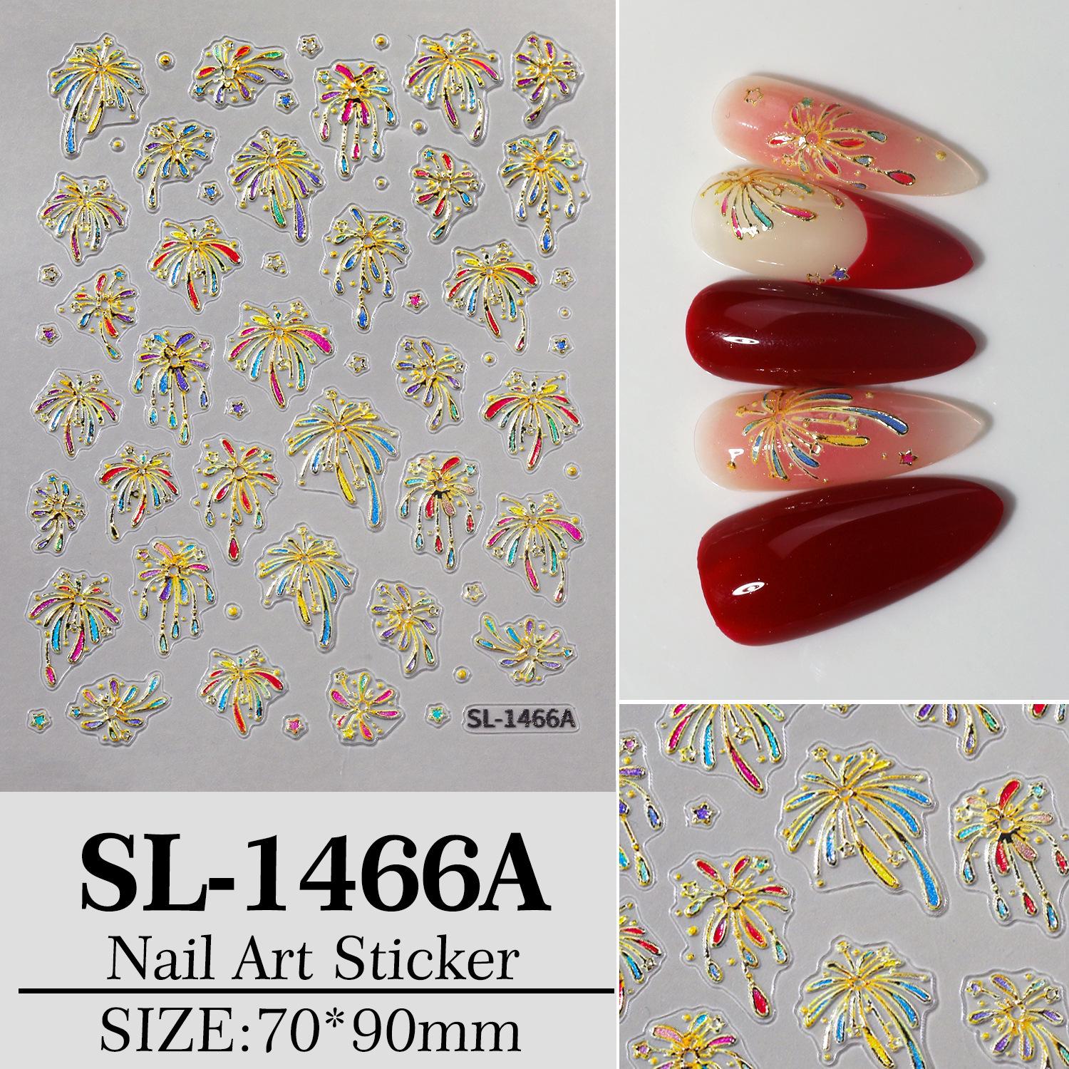 Dreamy 5D Embossed Firework Nail Stickers for New Year DIY Nail Art Ornaments, SL Model