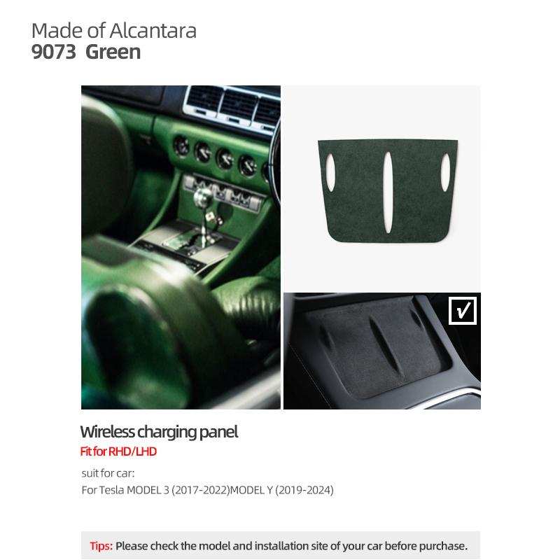 For Tesla 2018- Model 3 Highland Y Juniper Made of Alcantara Wireless Charge Panel Trim Sticker Cup Mat Car Interior Accessories