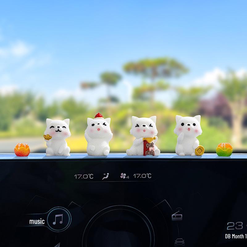 Charming Fortune Puppy Car Dashboard Ornament - Cute Interior Decoration Accessory