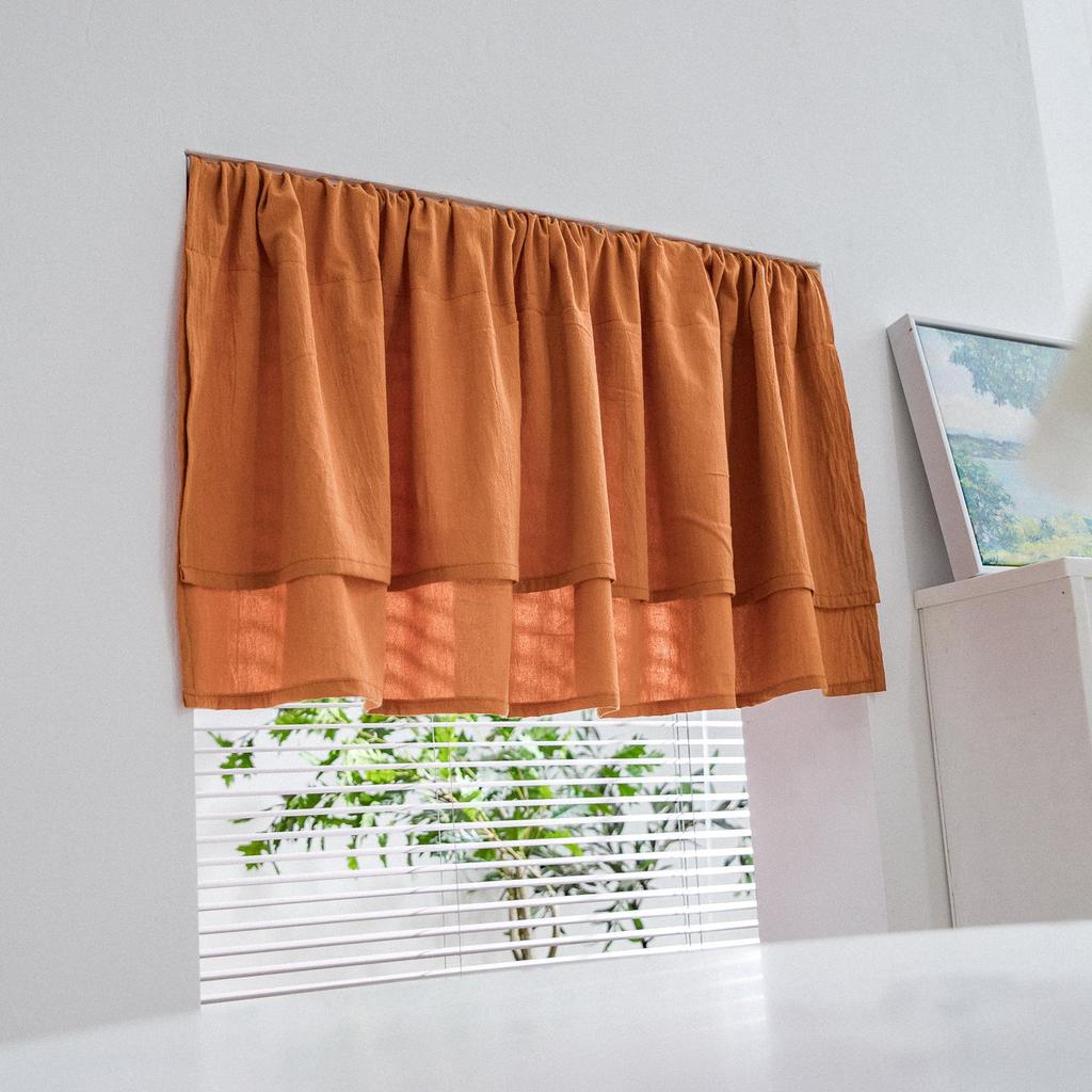Farmhouse Short Curtain 100% Cotton Drapes for Bathroom Small Window Rod Pocket Tier Curtains Cafe Kitchen Closet Doorway Decor