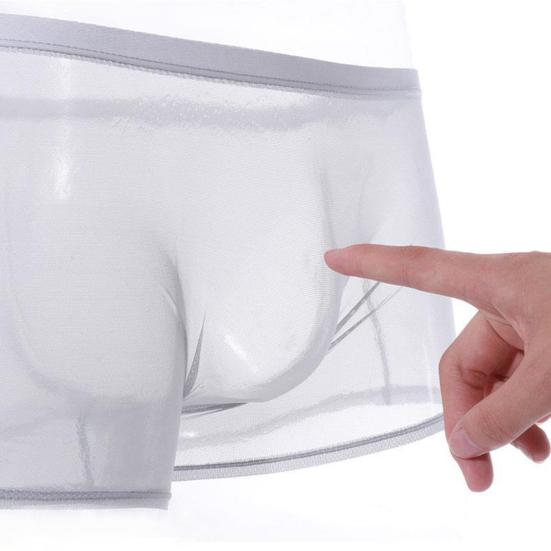 Boxer Underwear Mid-rise Ultra-Thin Seamless Transparent Mesh Yarn Shorts Briefs Solid Color Breathable Lightweight Soft Boxers