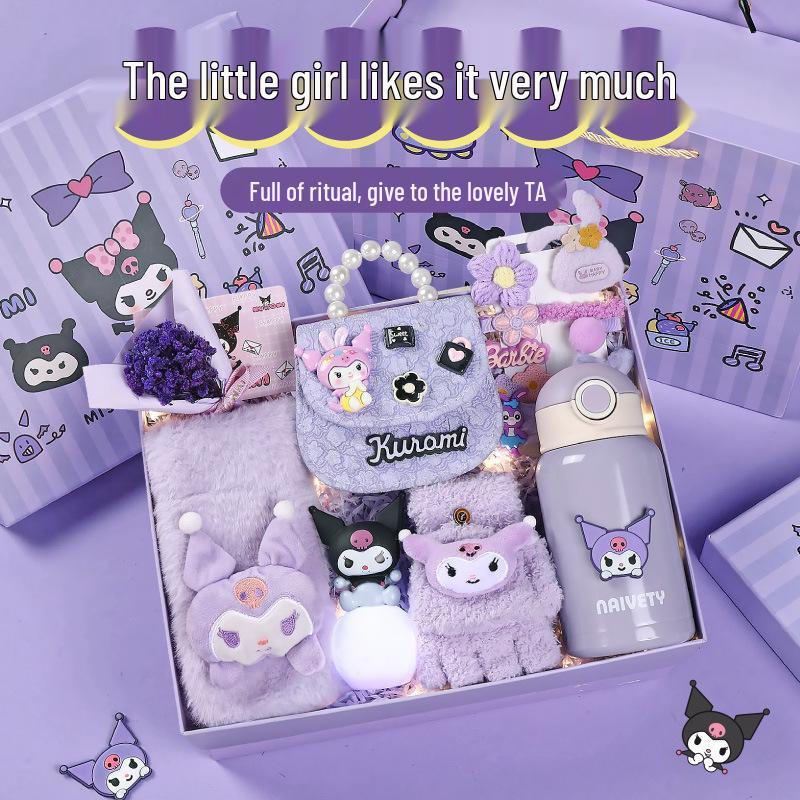 Set cadou de iarnă Kuromi: Eșarfe și Accesorii pentru Fete (Vârste 10-12)