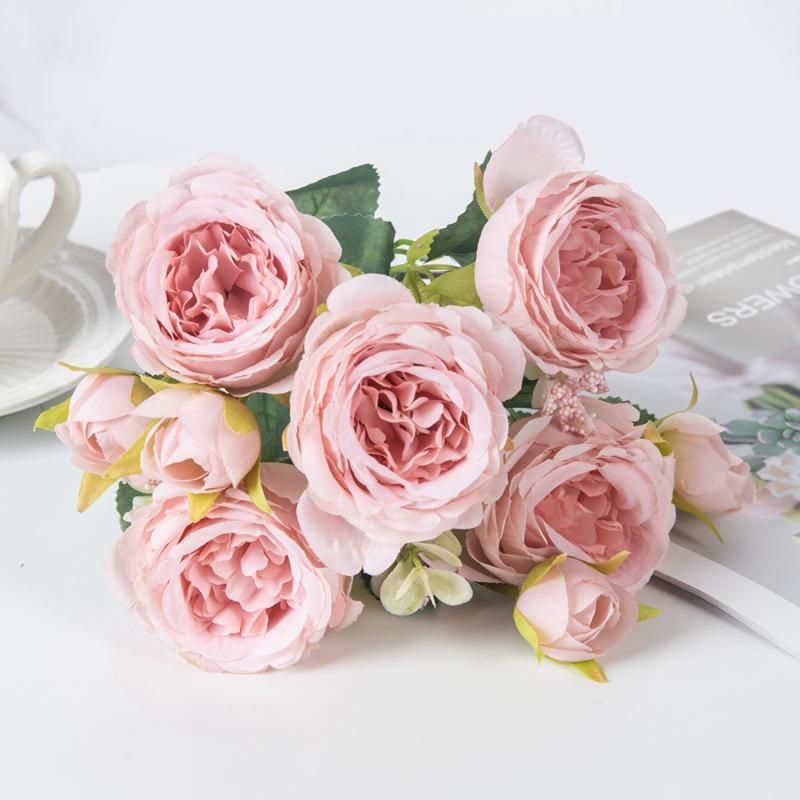 Fake Silk Peony Vases for Garden Home Room Table Decor Scrapbooking Garland Wedding Bouquet Party Accessories Artificial Flowers