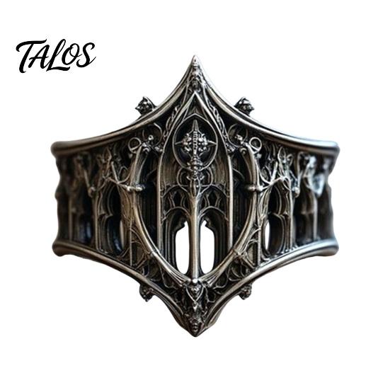 Retro Church Band Vintage Gothic Ring for Men, Hollow Engraved Architecture Statement Band, Dark Style Punk Finger Jewelry Daily Wear Parties Durable