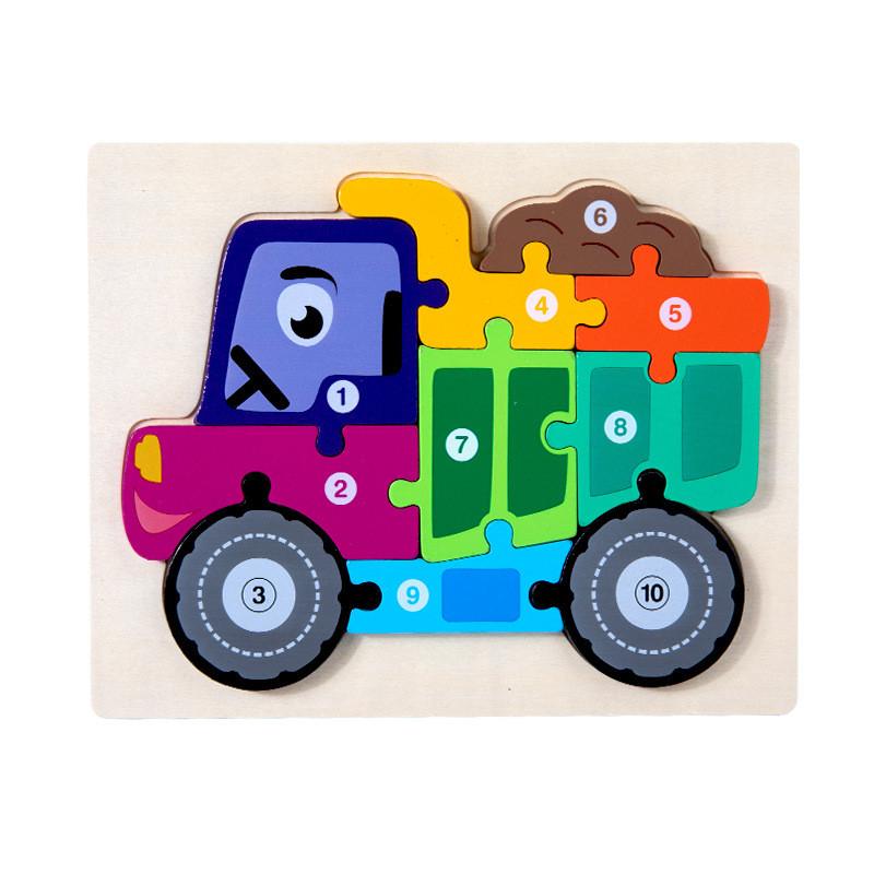 Educational Animal Wooden Traffic Numbers Puzzle Toy For Toddlers Learning Play