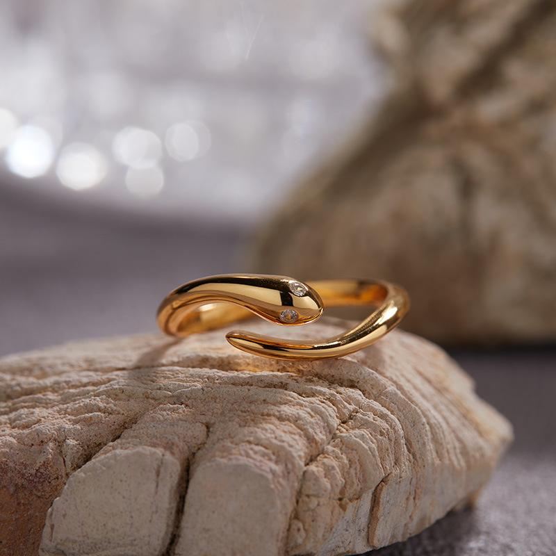 Original Design Niche S925 Sterling Silver Snake Ring 18K Non-Fading Index Finger Ring High-End Jewelry