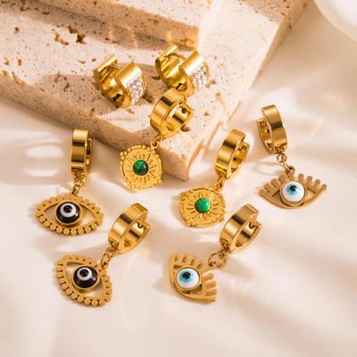 Frauen Einfache Devil's Eye Drop Ohrringe Edelstahl Titan Stahl Kristall Anhänger Ohrringe Geometrische Ohr Ornamente