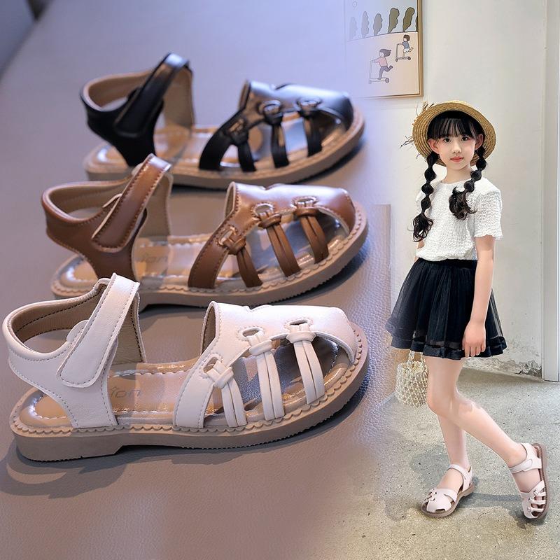 Girls' Sandals Closed-Toe Woven Shoes for Toddlers & Young Kids, Soft-Sole Beach Sandals for Children Girls' Party Shoes