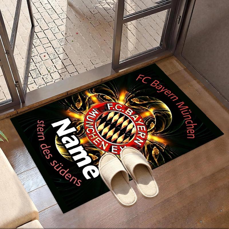 Custom Name Personalized FC Bayern Print Carpet, Versatile Home Decor Rug, for Playroom, Apartment, Balcony, Entryway, Hallway Gift