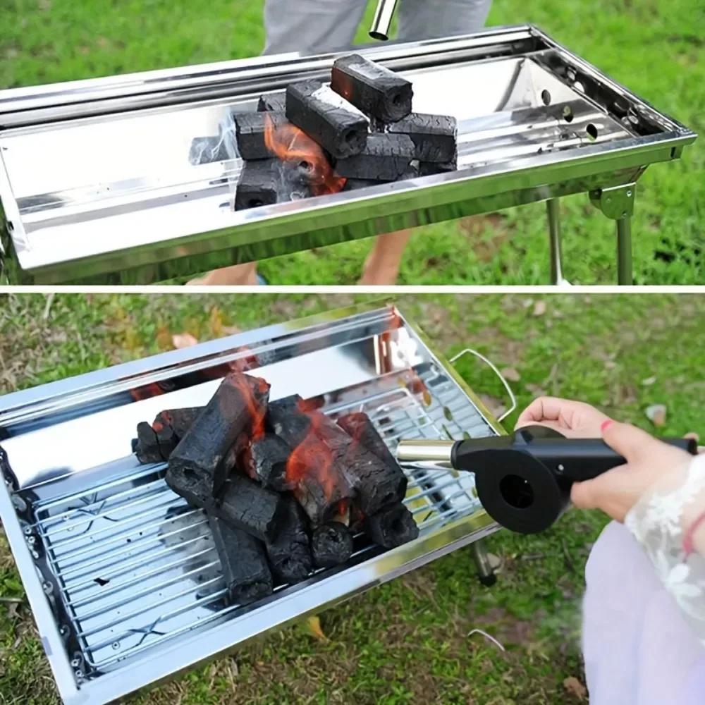 Hand-cranked Air Blower Barbecue Fan Mini Portable BBQ Grill Fire Bellows Picnic Camping Accessories Outdoor Hand Tools