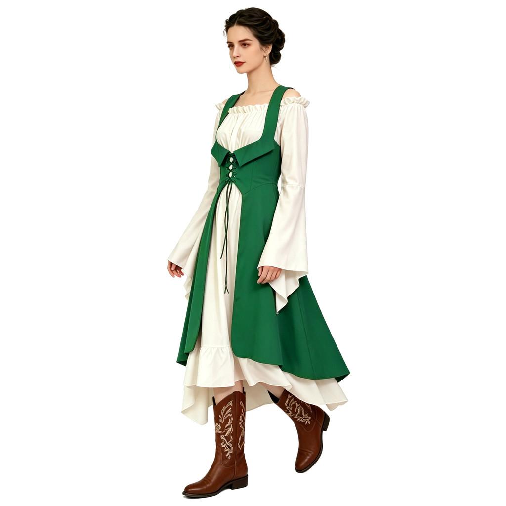 Gothic Fantasy Dress For Women With Polyester Fabric Medieval Renaissance Costume For Stage Performances