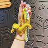 Keychain Pendant Imitation Leather Dachshund Shape Key Chain with Heart-Shaped Metal Buckle Braided Rope Bag Charm Accessory