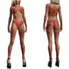 Damen Hautkörper Bemalte Sexy Strumpfhosen Erwachsene 3D Digitales Feuerdruck Halloween Party Tanz Verkleidung Outfit Jumpsuit