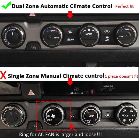 AC knob Cover Trims and AC Vent Inner Rings for Toyota Tacoma Accessories 2016-2023 Interior Air Conditioner Vent Ring Cover Trims Air Conditioner