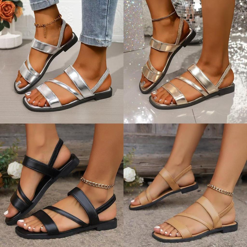Summer Beach Sandals For Women With Cross Strap Pu Material Lightweight Nonslip For Adult Comfort