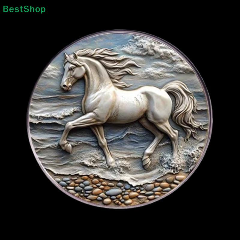 2D Flacher Küstenlaufpferd-Anstecker – Runde Metallbrosche für Jeansjacken & Accessoires