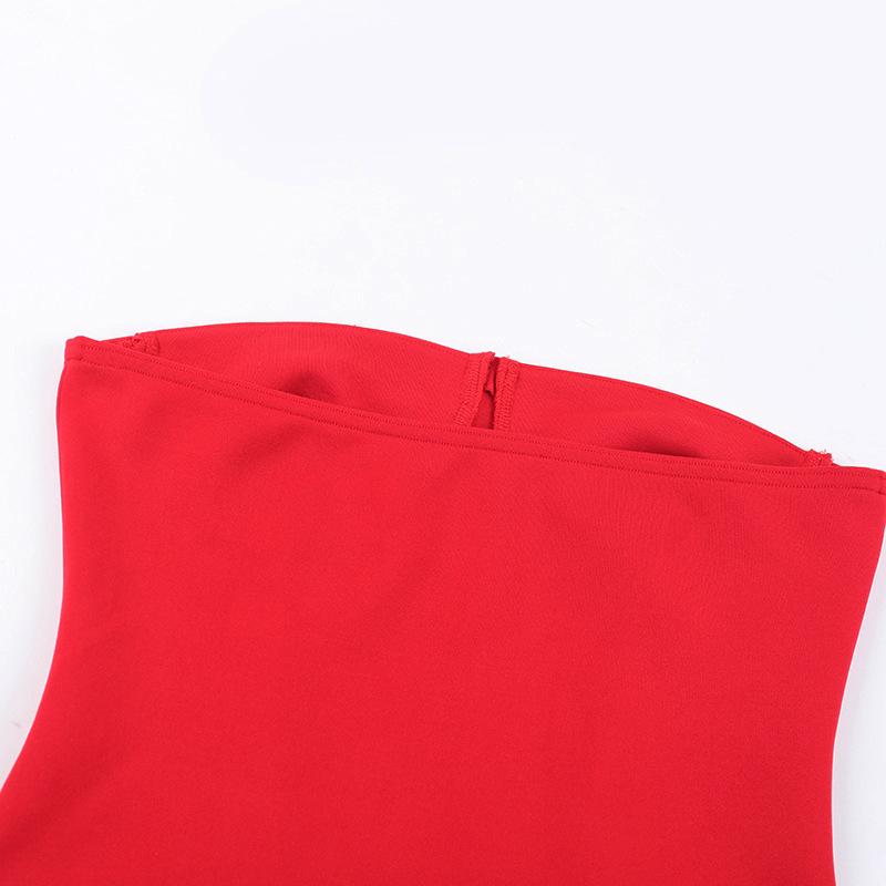 Spring Dress Women's Socialite Ethos Sexy Three-dimensional Flower Texture Strapless Dress Dress