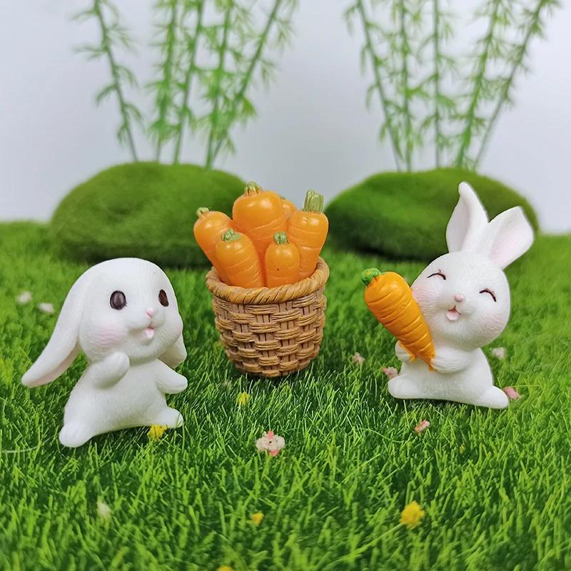 2025 Wielkanoc Słodkie Króliki Zajączek Marchewka Miniaturowa Figurka DIY Krajobraz Ozdoba Domowa Doniczkowa Dekoracja Ciasta Zwierzęce Akcesoria
