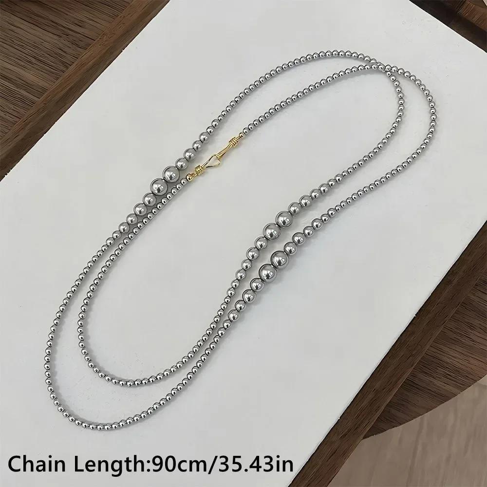 New Alloy Pentagram Star Pendant Silver Color Punk Long Chain Necklace Double Layer Y2K Style Choker
