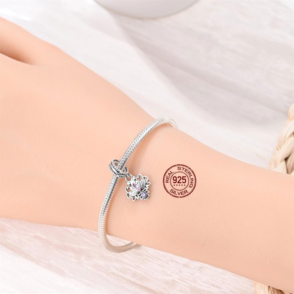 Copper Spring Flowers Butterfly Pink Moon Temperament Charm Beaded Beads Suitable For Pan Original Bracelet