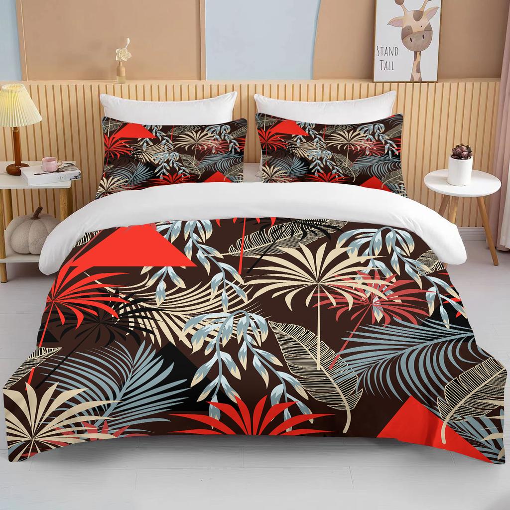 Tropical rainforest leaves queen bedding set   king size double bed bedding set microfiber or polyester duvet  set  duvet cover