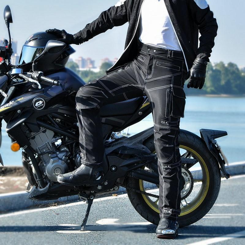 Mens All-Season Motorcycle Riding Pants With Integrated Armor Waterproof Stretch Waistband Protective Gear