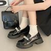 Black Platform Thick Heel French Mary Jane Shoes Women'S Summer Skirt Retro British Style Small Leather Shoes