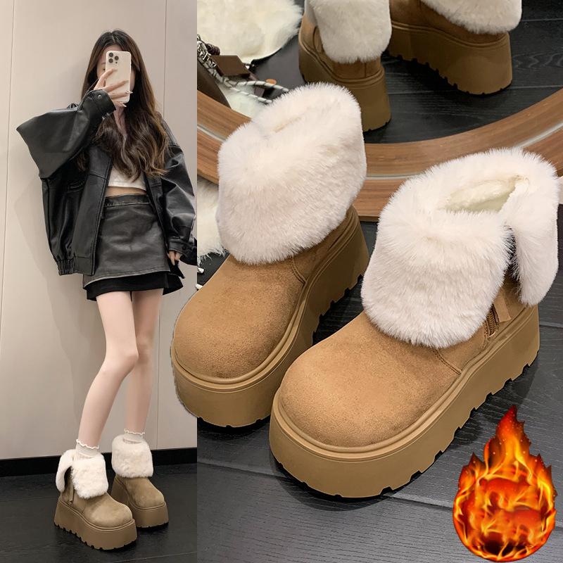 Winter Platform Thick Women Fur Snow Boots Outdoor Shoes Warm Short Botas