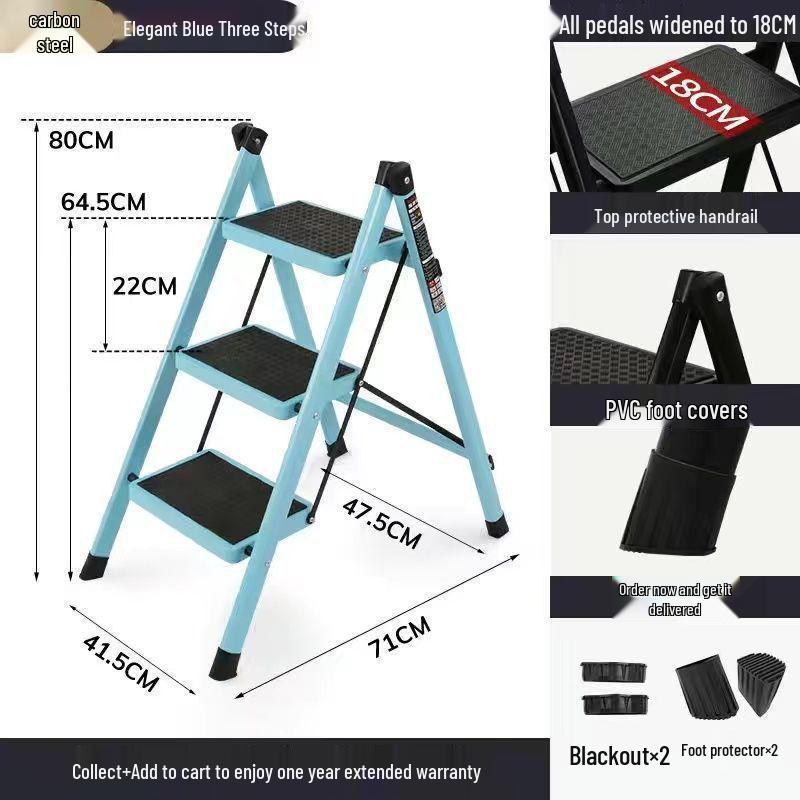 Multifunctional Carbon Steel Folding A-Frame Ladder for Indoor Use